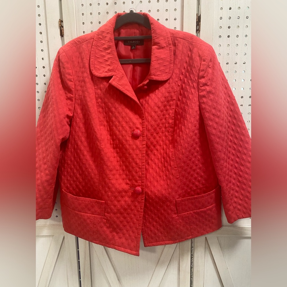 Talbots Women's Vibrant Watermelon Textured Blazer
